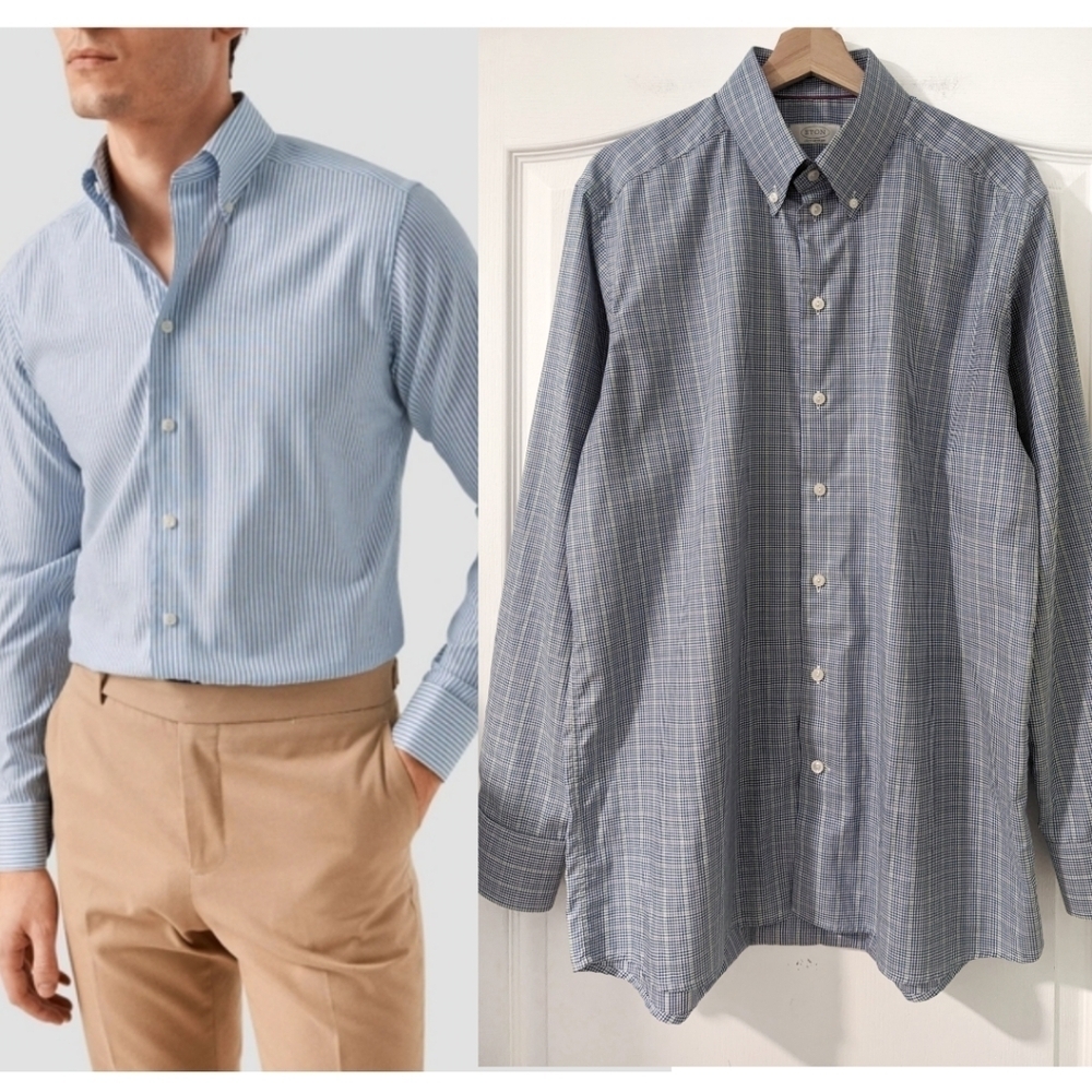 Eton | Men's button down collar check shirt (42/16.5)